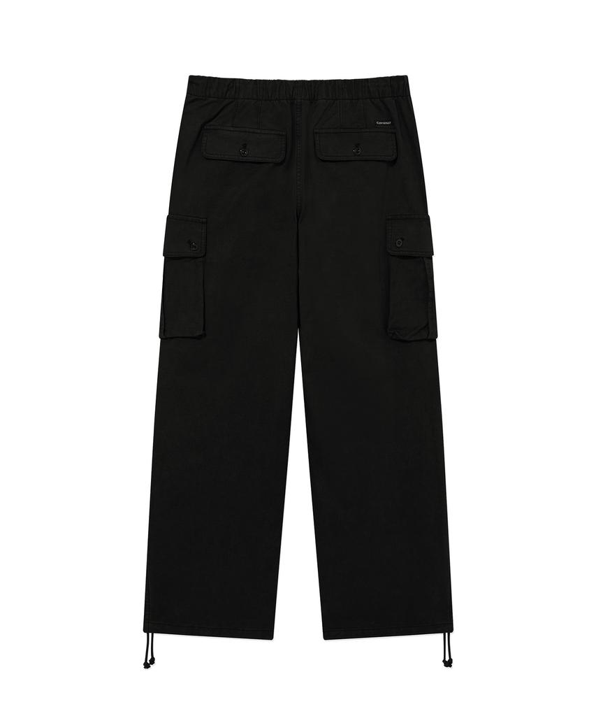 COVERNAT Wide Cotton Parachute Pants Black