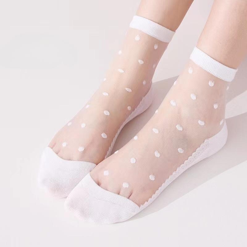 1 Paar Damen Spitzensocken Sommermode Sexy Transparente Dünne Socken Damen Rutschfeste Ultradünne Socken Weibliche Söckchen
