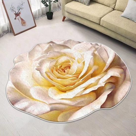3D Blume Bereichsteppich Saugfähig Schnelltrocknend Unregelmäßig Plüsch Floral Fußmatte Waschbar Rutschfest Wohnzimmer Schlafzimmer Badezimmer Küche Dekoration Teppich