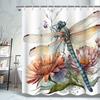 Elegant Dragonfly & Daisy Shower Curtain-Forest Theme,Suitable For All Seasons,Ideal Bathroom Accessory,Perfect Gift For Friends