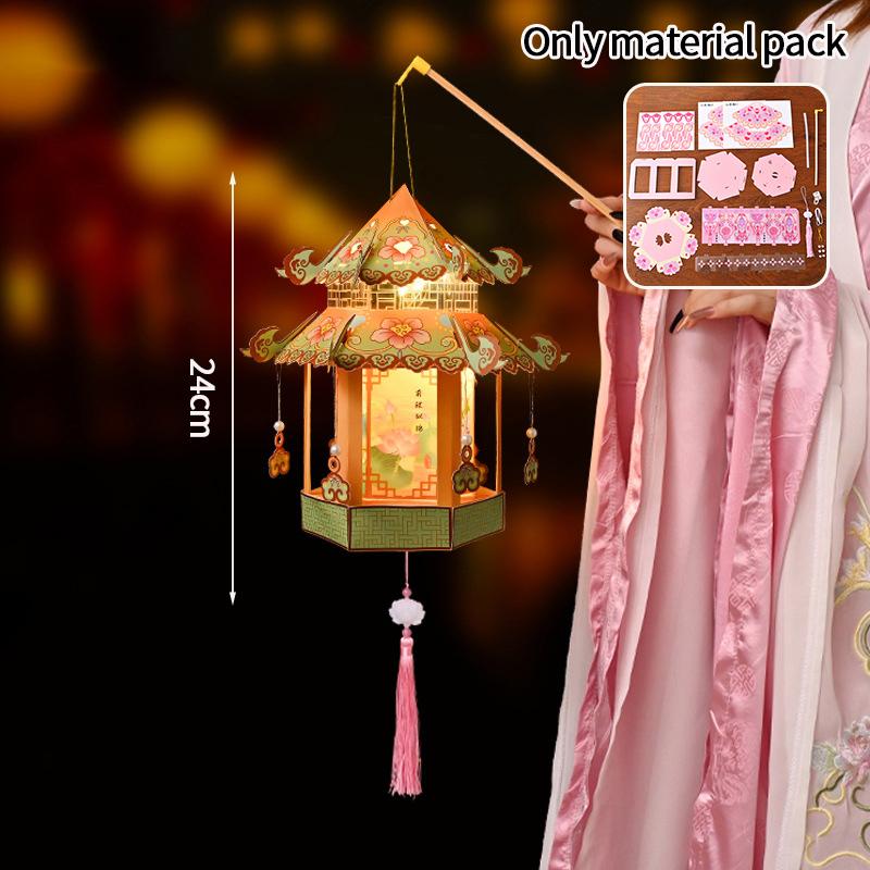 Mid-Autumn Festival Lanterns Diy Palace Lanterns Material Package Hand-Held Flower Lanterns Party Atmosphere Glowing Props Gifts