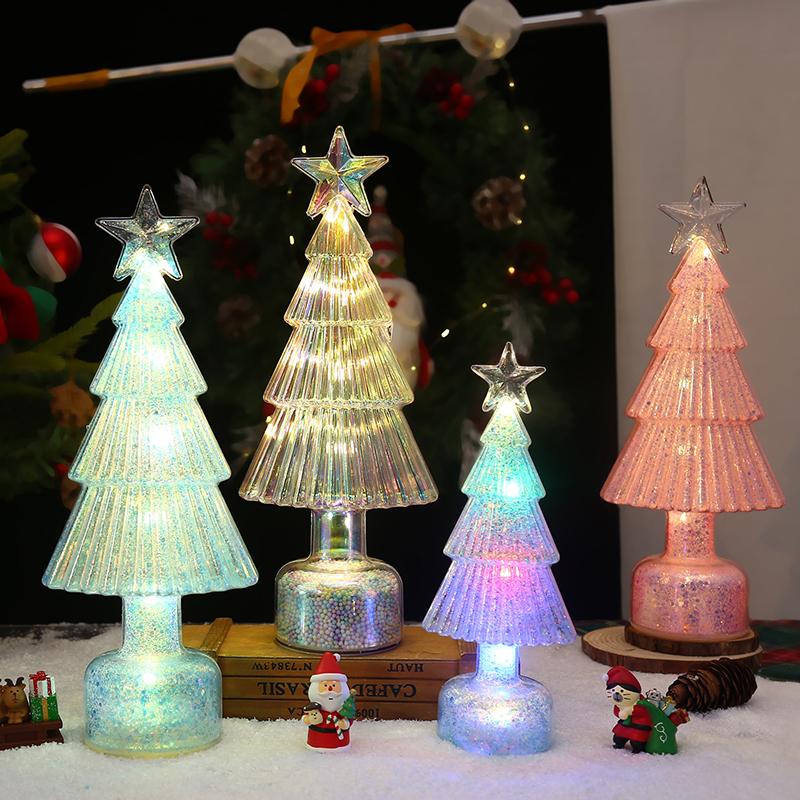 Glowing Christmas Tree Tabletop Ornaments Led Christmas Tree Windows Display Decor Festival Atmosphere Led Night Lights Gift