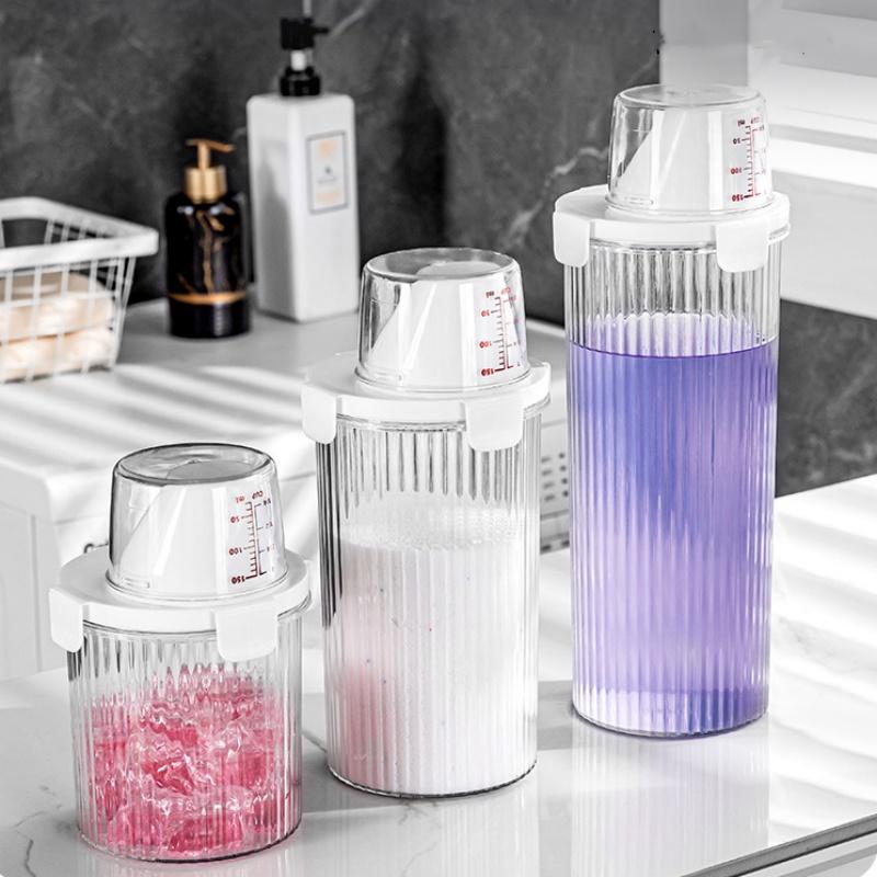 Airtight Laundry Detergent Powder Storage Box Clear Washing Powder Container with Measuring Cup Multipurpose Laundry Powder Box
