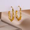 Bamboo Design Stainless Steel Vintage Aesthetic Statement Earring C-Shaped Earrings For Women Wedding Jewelry Gift