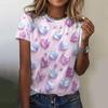 Rainbow Heart Love 3D Print  Women Summer Round Neck Short Sleeve Y2k Harajuku Oversized Woman Clothing