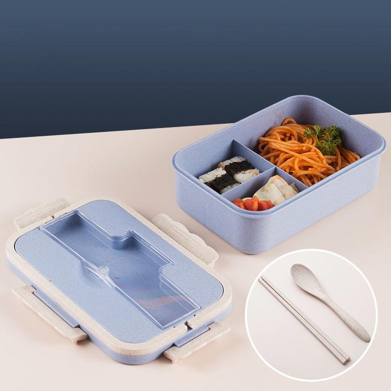 Wheat Straw Insulated Lunch Box Student Lunch Box Three Grid Japanese-style Microwave Oven Fresh-keeping Office Worker Lunch Box