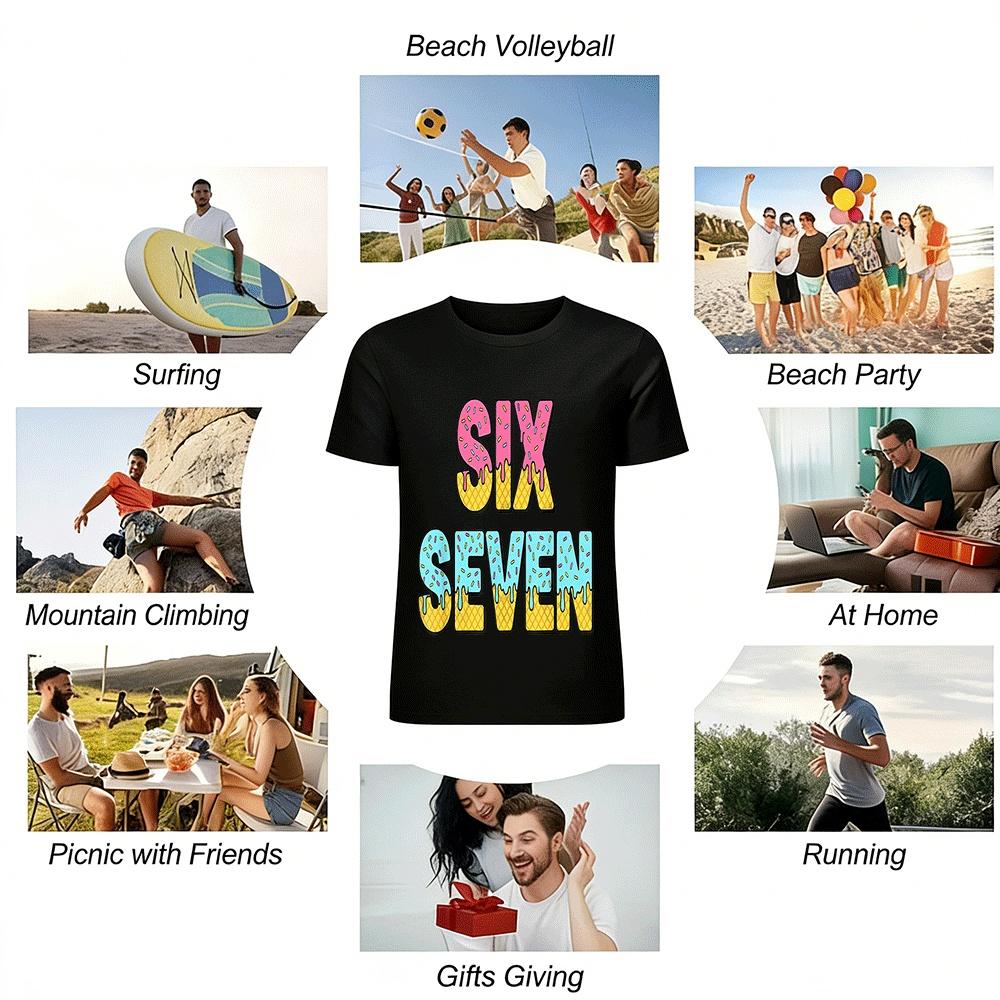 Fun Ice Cream Letter Print Tee SIX SEVEN Casual Loose Top Pure Cotton T-shirt