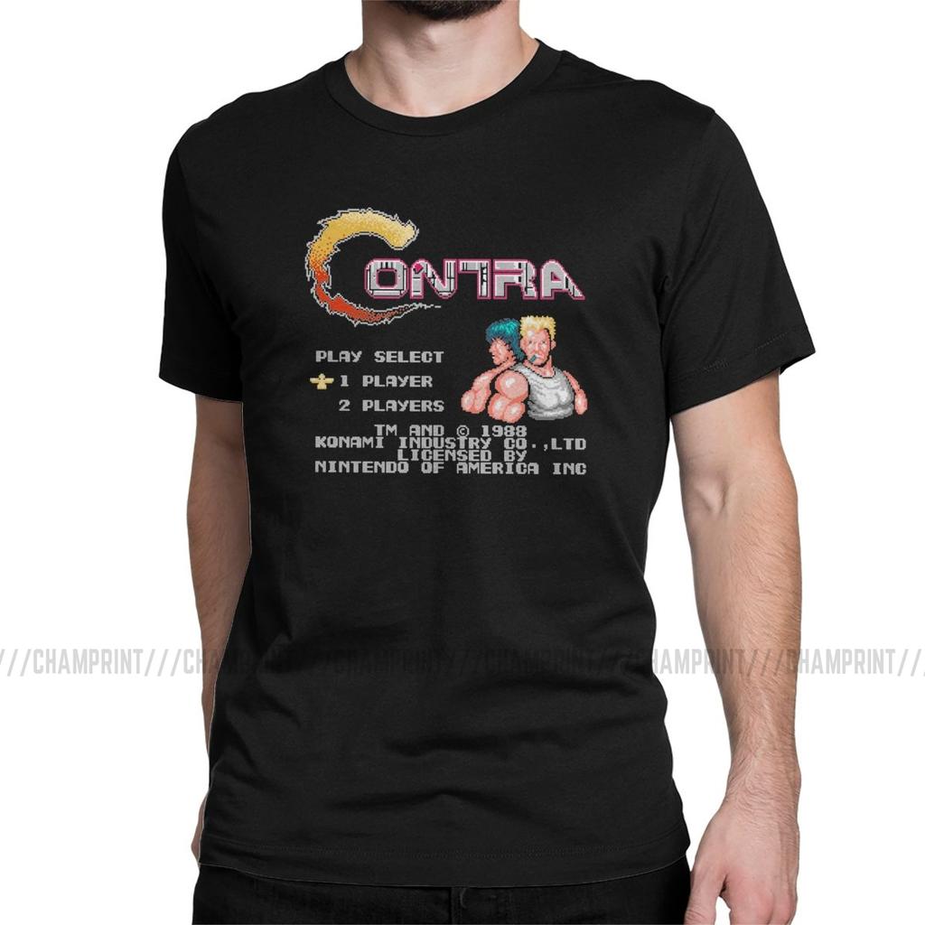 Contra NES Retro Video Game Mens T Shirts Funny Tees Short Sleeve Round Neck TShirt 100 Cotton Birthday Gift Tops