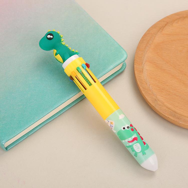 10 Farben in 1 Presse, Cartoon-Gelstift, bunte 0,5-mm-Kugelschreiber für Studenten-Briefpapier