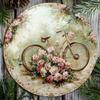 Retro Floral Bicycle Metal Tin Sign 8x8 Inch Vintage Wall Art Home Kitchen Pub Decor Weatherproof