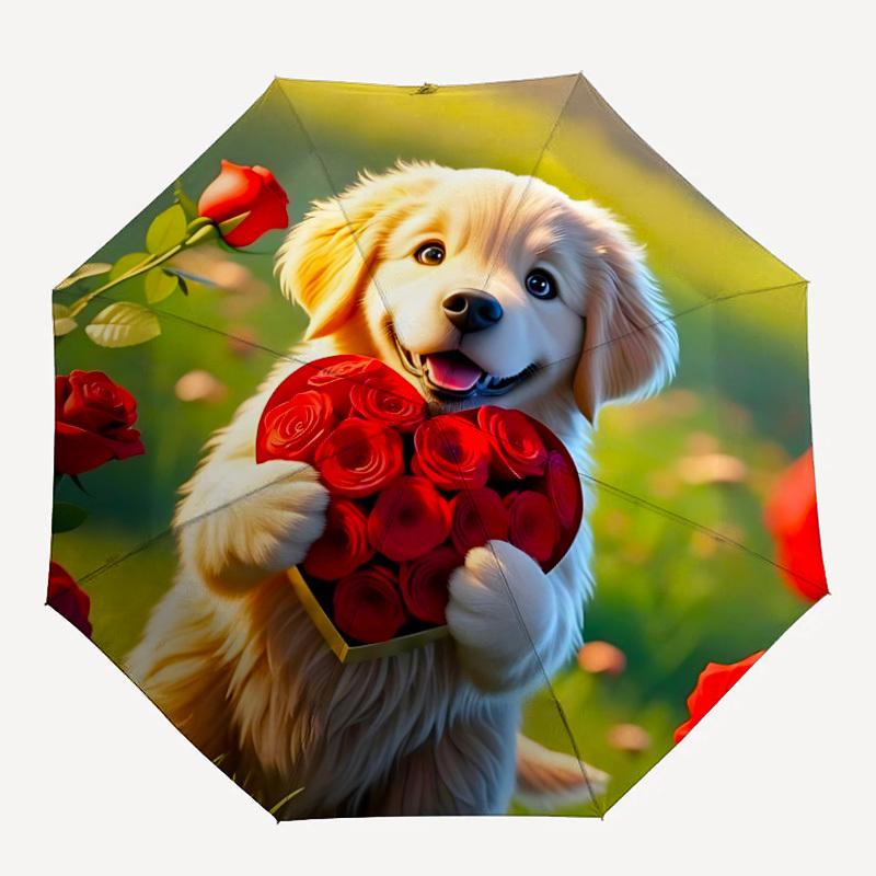 1PC Puppy Love Automatic Open/close, All-Season Portable Folding Umbrella for Women & Men Yy250919147