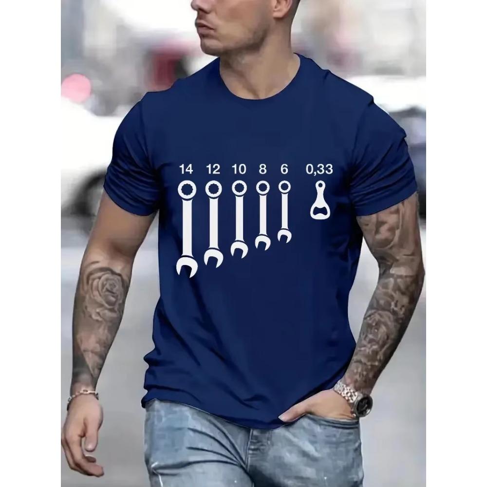 T-Shirts für Männer Kleidung Schraubenschlüssel Schraubenschlüssel Bierflaschenöffner Werkzeuge Humorvolle T-Shirts Rundhals-Tees Kurzarm Übergroße Oberteile