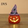 Keramik Geist Kürbis Licht Halloween Teelichthalter, Beleuchtete Figur mit Innen Party Atmosphäre Lampe Hexenhut, Mehrstufige Ablage Tischdekoration