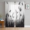Dragonfly Flowers Curtain Living Room Voile Window Blinds Bedroom Tulle Drape Kitchen Cortinas Hall Curtains Light Filtering Polyester Ideal For Great