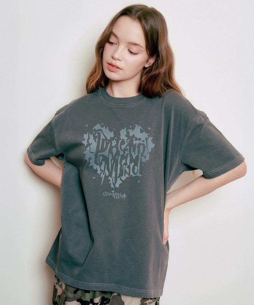 WILDROCK Hollysheesh Dreamist Heart Pigment Oversized Short Sleeve T-Shirt_6 Colors (Crop Included) (Type B)