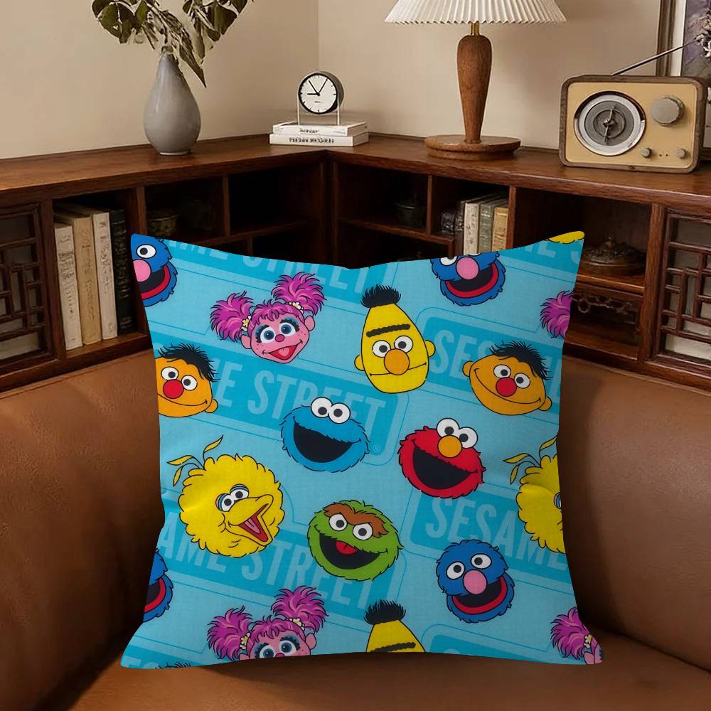 Cartoon S-Sesame Street Cushion Cover Pillowcase Upholstery Sofa Throw Pillow Home Decor Pillowcas