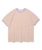 TAILOR STUDIO Soft Campus Striped Short Sleeve Tee (Ivory/Purple)
