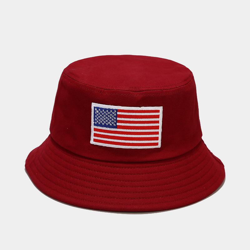 Hot Sale American Flag Labelled Bucket Hat Men and Women Embroidered Sunscreen Basin Hat Sun Hat