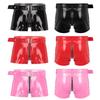 Men Latex Boxer Shorts Hot Pants Bar Disco Performance Costume Openable Cortch Bulge Pouch Underwear Nightclub Sexy Nightwear