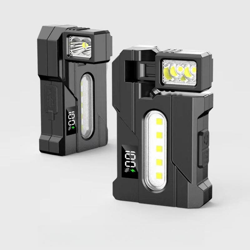USB Rechargeable COB LED Key Ring Work Light, Waterproof Portable Hanging Mini Flashlight for Outdoor Camping Hiking