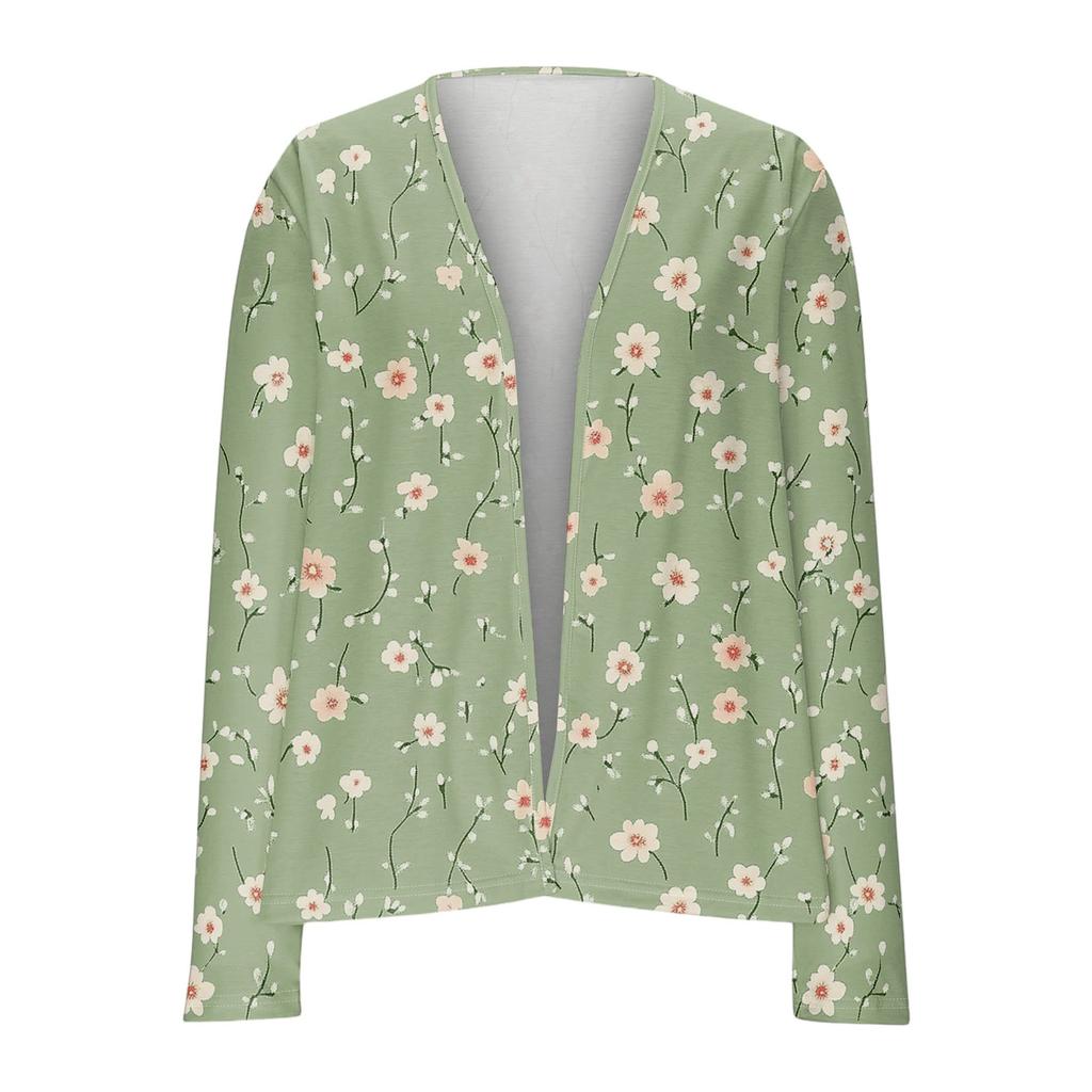 Women's Loose Casual Vintage Floral Print Long Sleeve Top Cardigan