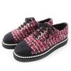 Excellent Low Cut Sneakers  with Sequins and F Pearls Pink Black Women 35 Used