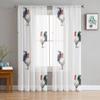 Cute Roosters Pattern Sheer Curtains For Living Room Window Transparent Voile Tulle Curtain Bedroom Drapes Home Decor
