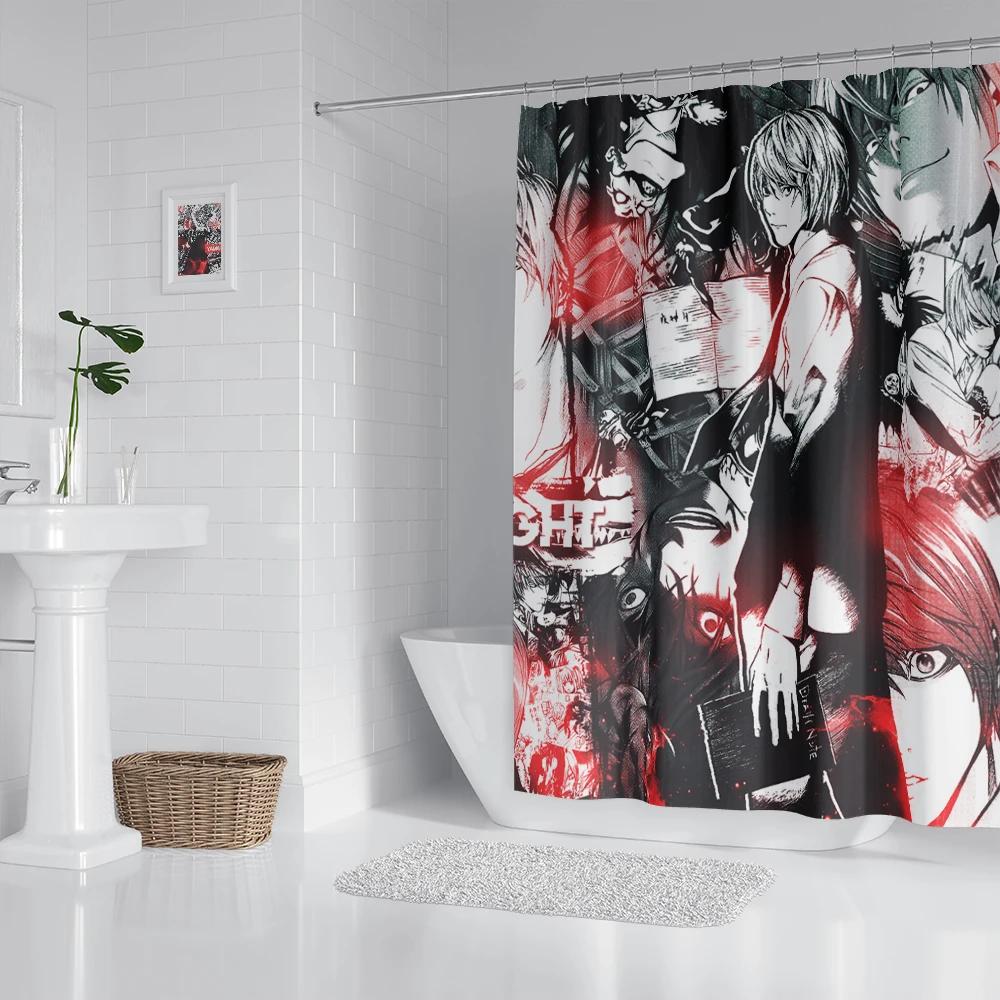Anime Bathroom Curtain Polyester Fabric Shower Curtain 180 * 180CM With Hooks Bathroom Accessories