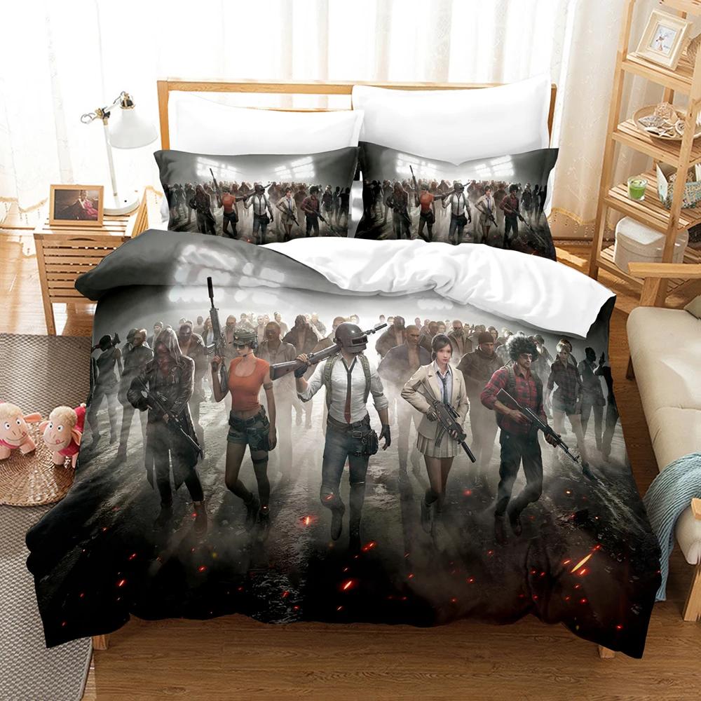 3D Print Game Battlegrounds PUBG 2_3pcsBedding Set Boys Girls Twin Queen Size Duvet Cover Pillowcase Bed Kids Adult Home Textile