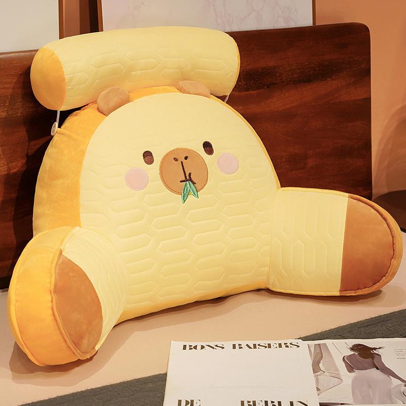 Cartoon Capybara Lounge Pillow With Embroidered Plush Cover For Bed Sofa Supporters