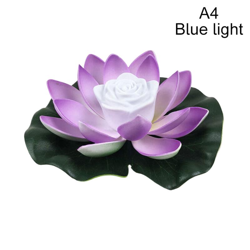 Led Waterproof Floating Lotus Light Battery Operated Artificial Lily Flower Night Lamp Pond Pool Garden Fish Tank Water Decor