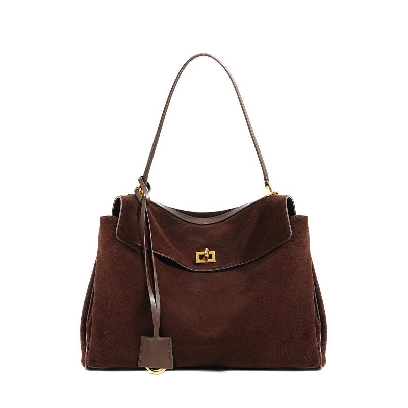 Suede Cowhide High-end Underarm Bag Women's Bag Niche, Portable New Large-capacity Women's Leather Tote Bag