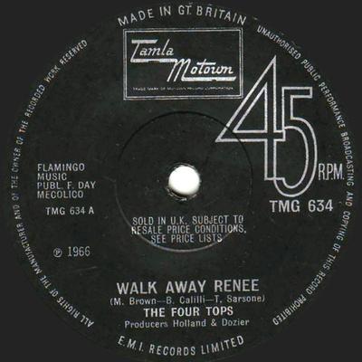 7inch Record FOUR TOPS - Walk Away Renee TMG634 Tamla Motown 1967 UK Soul/Funk Used
