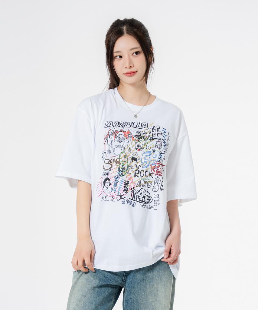 MOZMOZ [Set] Iconic Series Oversized Short Sleeve T-Shirt