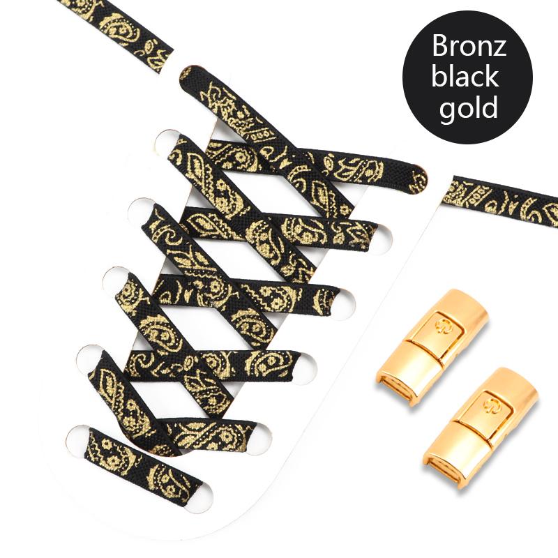 Patroon platte schoenveters zonder knopen Elastische schoenveters voor sneakers Heren en Dames Luie schoenveters Druk op het metalen slot 1 paar
