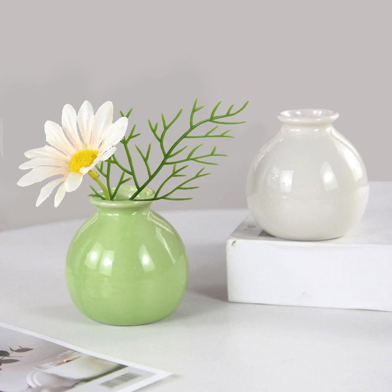 Vaso de cerâmica para flores, vasos hidropônicos nórdicos para decoração de sala de estar, mini vasos de flores, vasos de garrafas brancas, ornamento de mesa