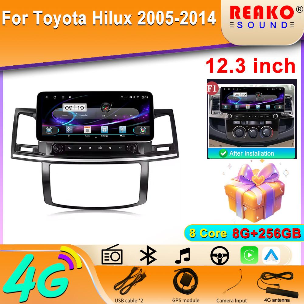 Android Screen 12.3INCH DSP RDS For Toyota  Hilux 2005-2014  Car Radio Multimedia Video Player GPS Carplay Stereo 4G 5G WIFI