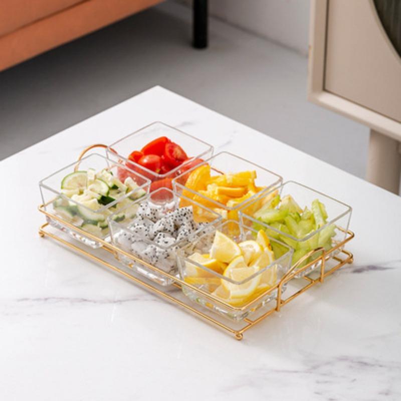 Glass Fruit Tray Living Room Coffee Table Home Use Latest Style Refreshment Snacks Dried Fruit Snacks Snacks Durable