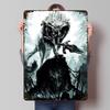 Dark Wolf Kitsune Metal Poster Customized Wall Art Retro Vintage Tinplate Signs for Man Cave Room Accessories Office Decoration