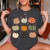 Hand Drawn Patterned Pumpkins T-Shirt – Boho Autumn Cottagecore Tee