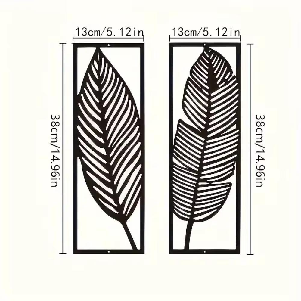 2pcs Decorative Metal Leaves - Wall Art for Home. Black Metal Design. Hanging Leaves As Gorgeous Wall Decor.