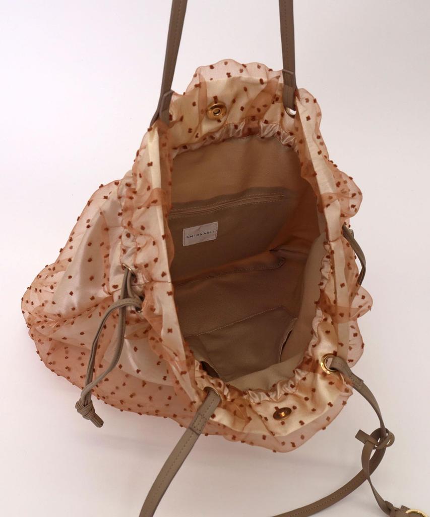 Samir Nasri Tulle Dot Drawstring Tote BagA4 Size Compatible, 2412211014, Beige (050)