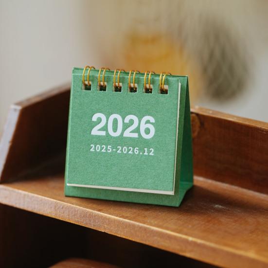 2 Stuks Mini Bureaukalender Okt. 2025-Dec. 2026 14 Maandelijkse Planner Bureau Klein Staand Klapkalender met Dubbele Spiraalbinding voor Thuis Kantoor