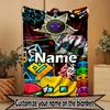 Custom Name Personalized Geometry Dash Print Blanket, Home Decor, Bedroom, Sofa, Camping, Couch, Gifts for Birthday ChristmasEnthusiasts
