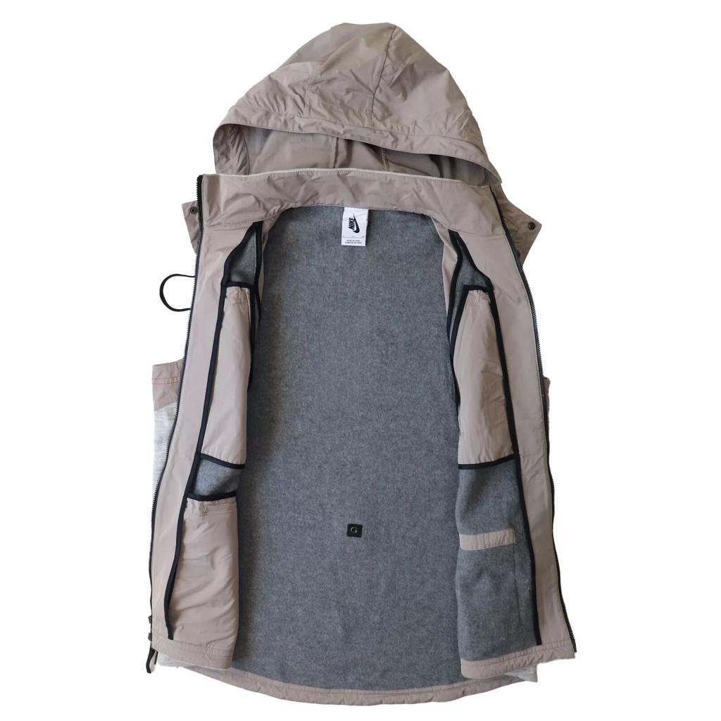Nike Solid Logo Print Multi-Pocket Detachable Hooded Vest Women Vests Gray BV8067-279