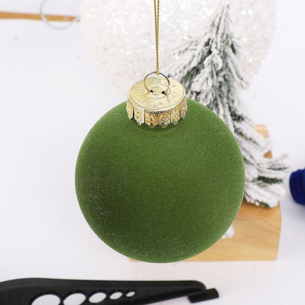 12Pcs Flocked Velvet Christmas Balls Pendant Plastic Christmas Tree Decorations Colorful Family Xmas Hanging Ornaments Holiday