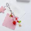 Stylish Strawberry Rabbit Phone Lanyard Fashionable Beaded Keychain Resin and Alloy Charm for Mobile Phones and Wallets