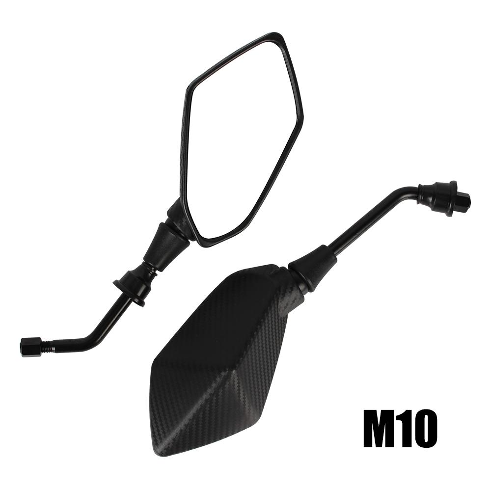 Specchietto retrovisore in fibra di carbonio 1 paio per motocicletta, scooter, bici elettrica, 8 mm, 10 mm, manubrio, lato posteriore, convesso