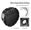 90cm Deep Parabolic Softbox Light Diffuser with Universal Bowens Mount and Grid for Photography & Live Streaming