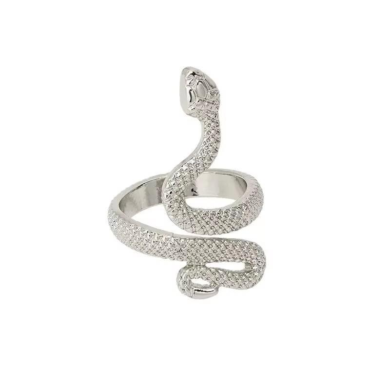 Bague Serpent Rétro Couleur Noire Anneaux Réglables en Acier Inoxydable pour Femmes Hommes Vintage Punk Hip Hop Bagues Accessoires Bijoux Cadeau
